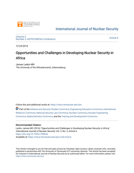 Opportunities and Challenges in Developing Nuclear Security in Africa