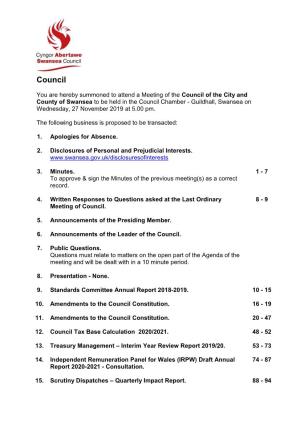 (Public Pack)Agenda Document for Council, 27/11/2019 17:00