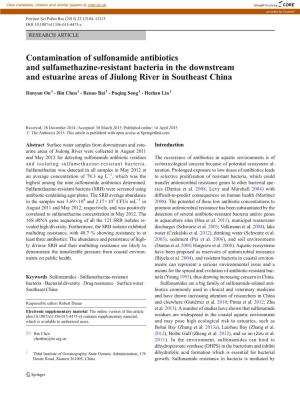 Contamination of Sulfonamide Antibiotics and Sulfamethazine-Resistant Bacteria in the Downstream and Estuarine Areas of Jiulong River in Southeast China