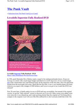 The Punk Vault : Lovedolls Superstar Fully Realized DVD Page 1 of 13