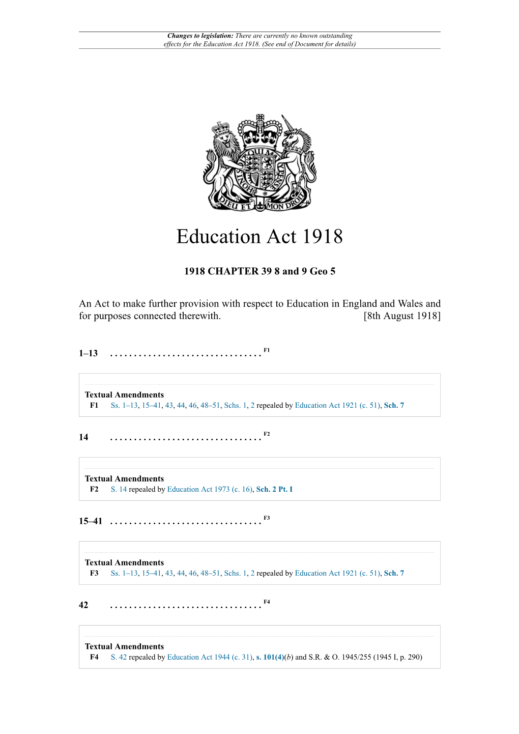 Education Act 1918