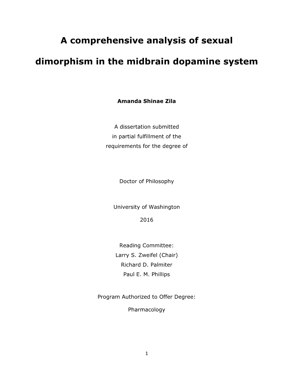 A Comprehensive Analysis of Sexual Dimorphism in the Midbrain Dopamine System