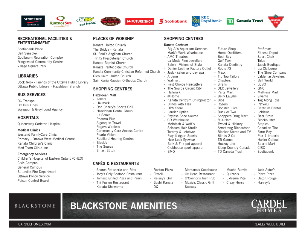 BLACKSTONE Amenities