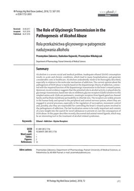 The Role of Glycinergic Transmission in the Pathogenesis of Alcohol