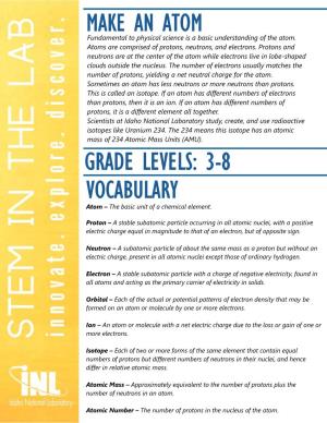 Make an Atom Vocabulary Grade Levels