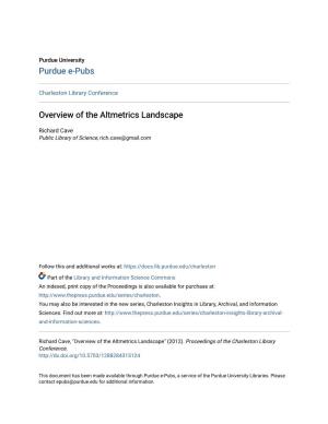 Overview of the Altmetrics Landscape