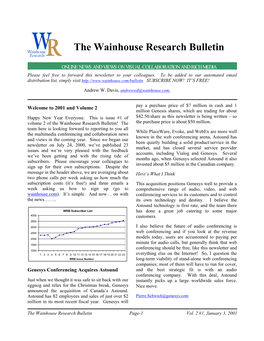The Wainhouse Research Bulletin