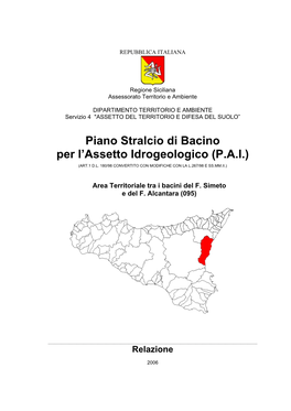 Piano Stralcio Di Bacino Per L'assetto Idrogeologico (P.A.I.)