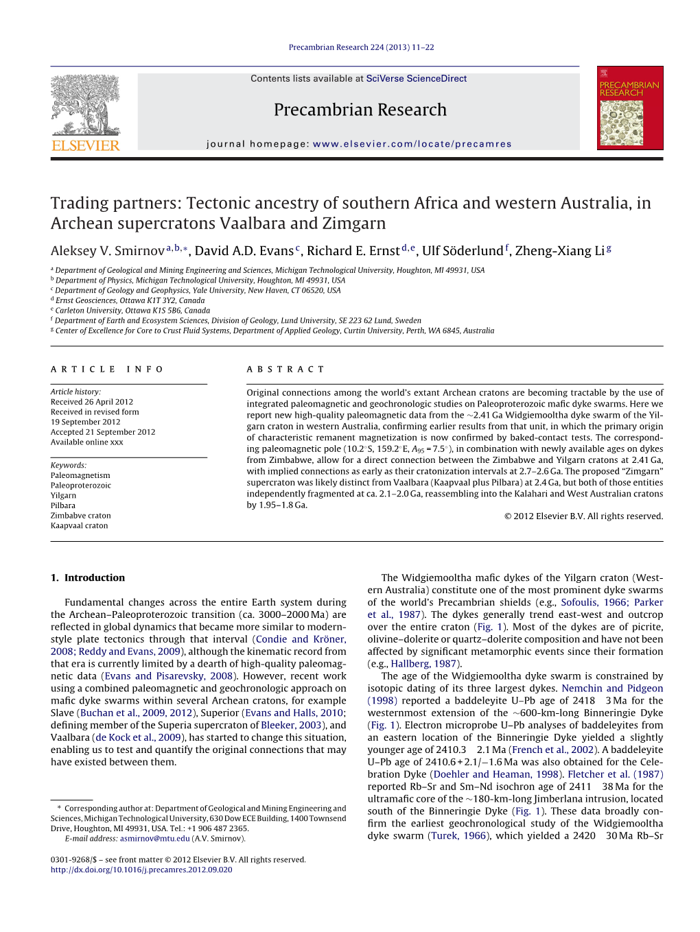 Trading Partners: Tectonic Ancestry of Southern Africa and Western Australia, In