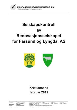 Selskapskontroll Av Renovasjonsselskapet for Farsund Og Lyngdal AS