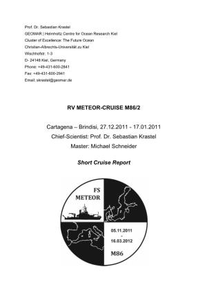 RV METEOR-CRUISE M86/2 Cartagena – Brindisi, 27.12.2011
