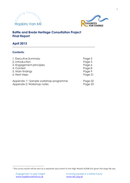 Battle and Brede Heritage Consultation Project Final Report