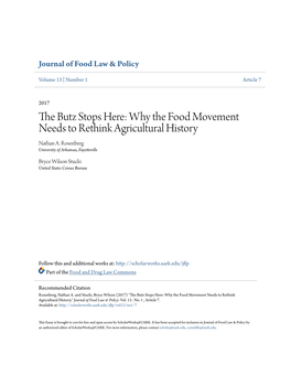 The Butz Stops Here: Why the Food Movement Needs to Rethink Agricultural History