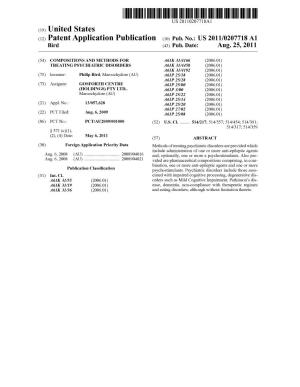 (12) Patent Application Publication (10) Pub. No.: US 2011/0207718A1 Bird (43) Pub