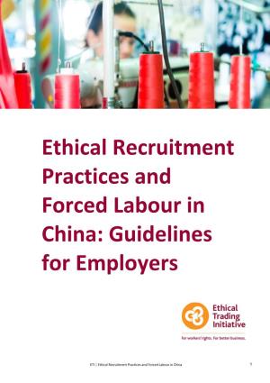 Ethical Recruitment Practices and Forced Labour in China 1
