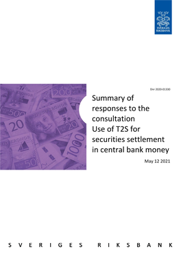 Use of T2S for Securities Settlement in Central Bank Money May 12 2021