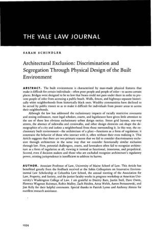 Architectural Exclusion: Discrimination and Segregation Through Physical Design of the Built Environment