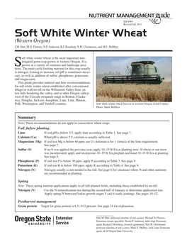 Soft White Winter Wheat (Western Oregon) J.M