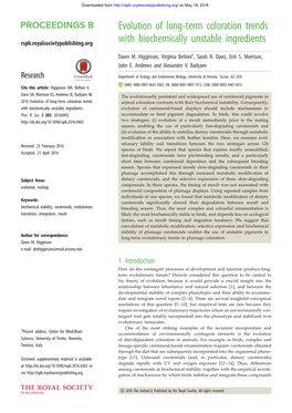 Evolution of Long-Term Coloration Trends with Biochemically Unstable