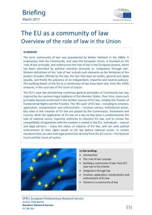 Community of Law Overview of the Role of Law in the Union
