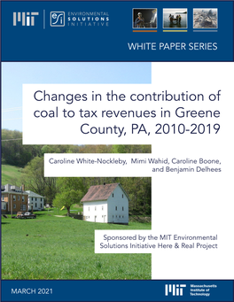 Changes in the Contribution of Coal to Tax Revenues in Greene County, PA, 2010-2019