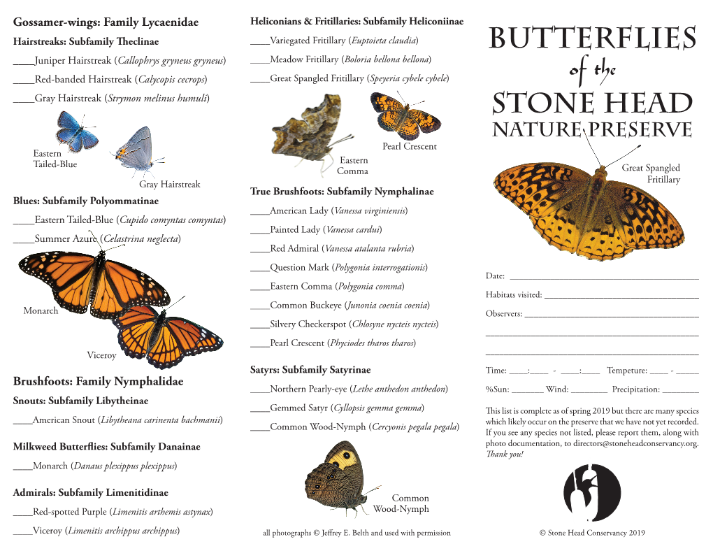 2019 SHNP Butterfly Checklist
