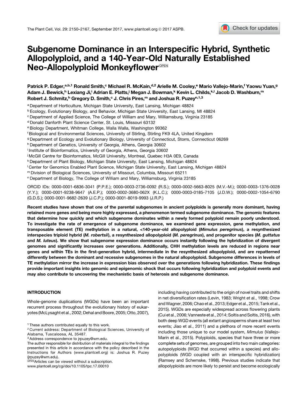 Subgenome Dominance in an Interspecific Hybrid, Synthetic Allopolyploid, and a 140-Year-Old Naturally Established Neo-Allopolyploid Monkeyflower Patrick P