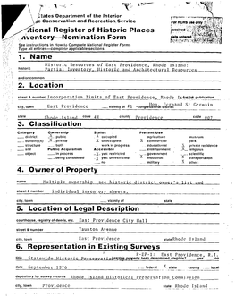 4Ional Register of Historic Places Aventory-Nomination Form 1. Name 2. Location 3. Classification 4. Owner of Property 5. Locat