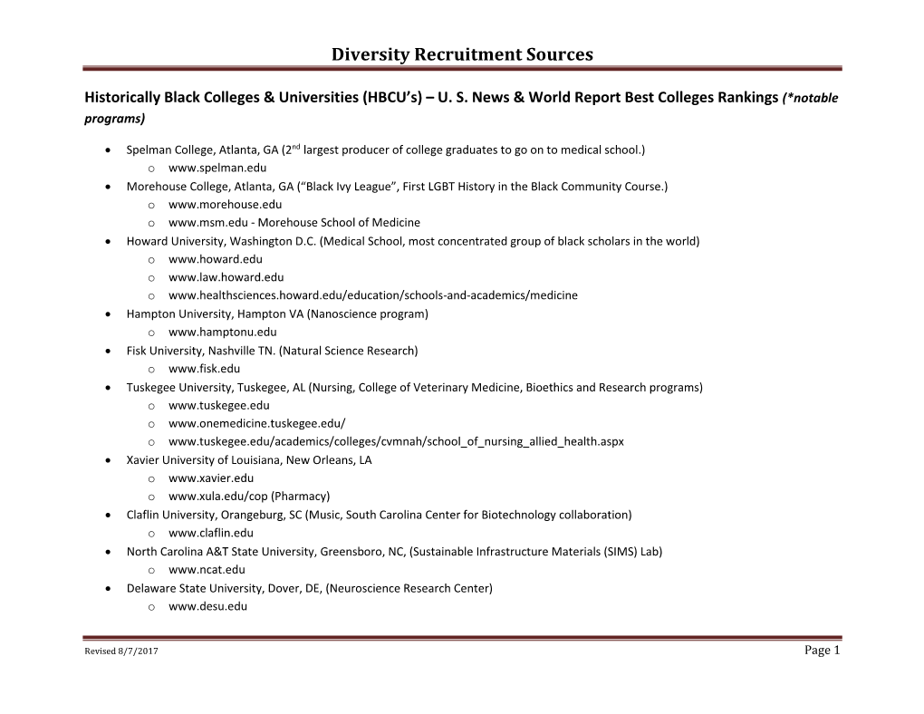 Diversity Recruitment Sources