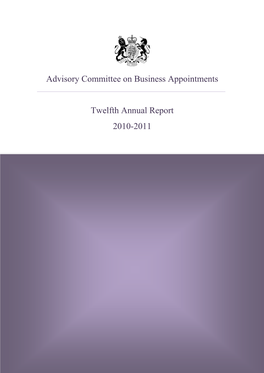 Advisory Committee on Business Appointments Twelfth Annual
