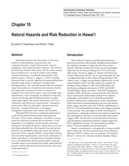 Chapter 10 Natural Hazards and Risk Reduction in Hawai'i