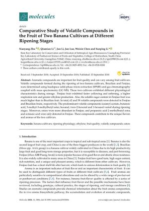 Comparative Study of Volatile Compounds in the Fruit of Two Banana Cultivars at Different Ripening Stages