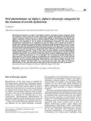 Oral Phentolamine: an Alpha-1, Alpha-2 Adrenergic Antagonist for the Treatment of Erectile Dysfunction