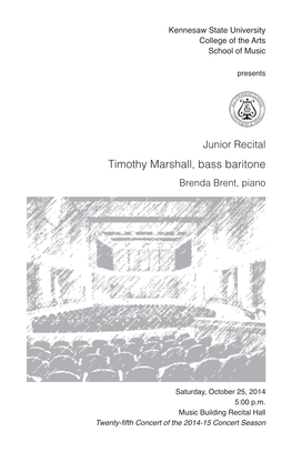 Junior Recital: Timothy Marshall, Bass-Baritone