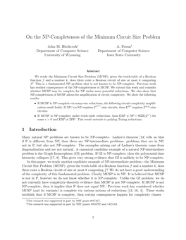 On the NP-Completeness of the Minimum Circuit Size Problem