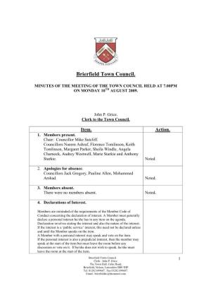 BTC Full Council Minutes 10-08-2009