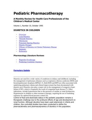 Pediatric Pharmacotherapy