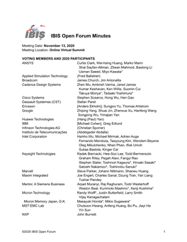 IBIS Open Forum Minutes