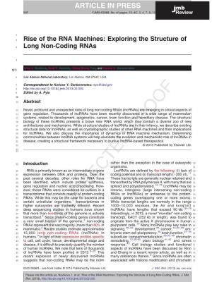 Exploring the Structure of Long Non-Coding Rnas, J