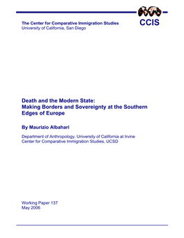 Death and the Modern State: Making Borders and Sovereignty at the Southern Edges of Europe