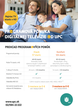 PROGRAMOVÁ PONUKA DIGITÁLNEJ TELEVÍZIE Od UPC