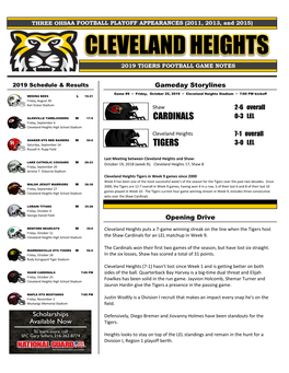 2019 Cleveland Heights Tigers Football Roster