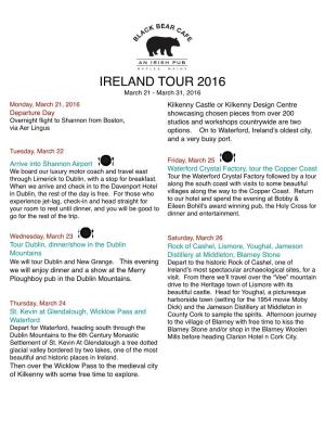2016 Ireland Tour