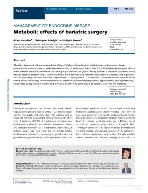 Metabolic Effects of Bariatric Surgery