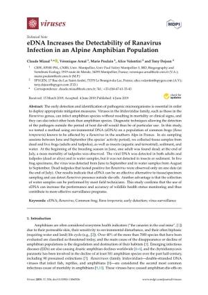 Edna Increases the Detectability of Ranavirus Infection in an Alpine Amphibian Population