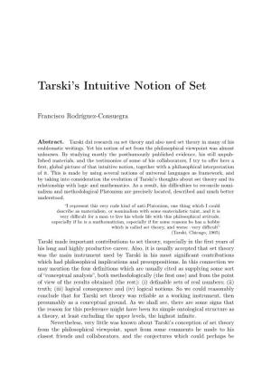 Tarski's Intuitive Notion Of