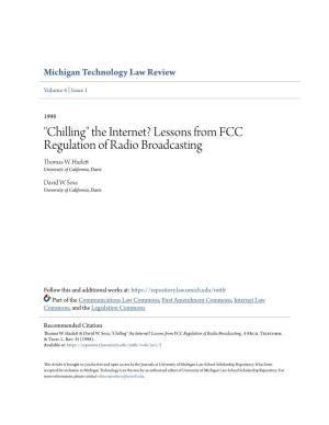 Lessons from FCC Regulation of Radio Broadcasting Thomas W