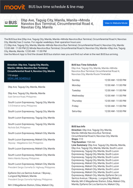 BUS Schedule, Stops And