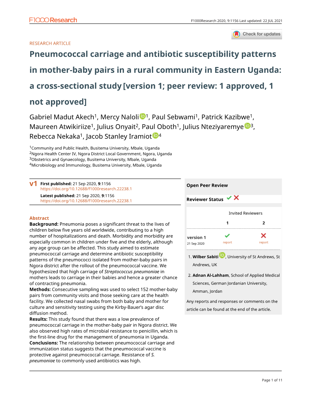 Pneumococcal Carriage and Antibiotic Susceptibility