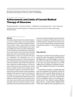 Achievements and Limits of Current Medical Therapy of Glaucoma